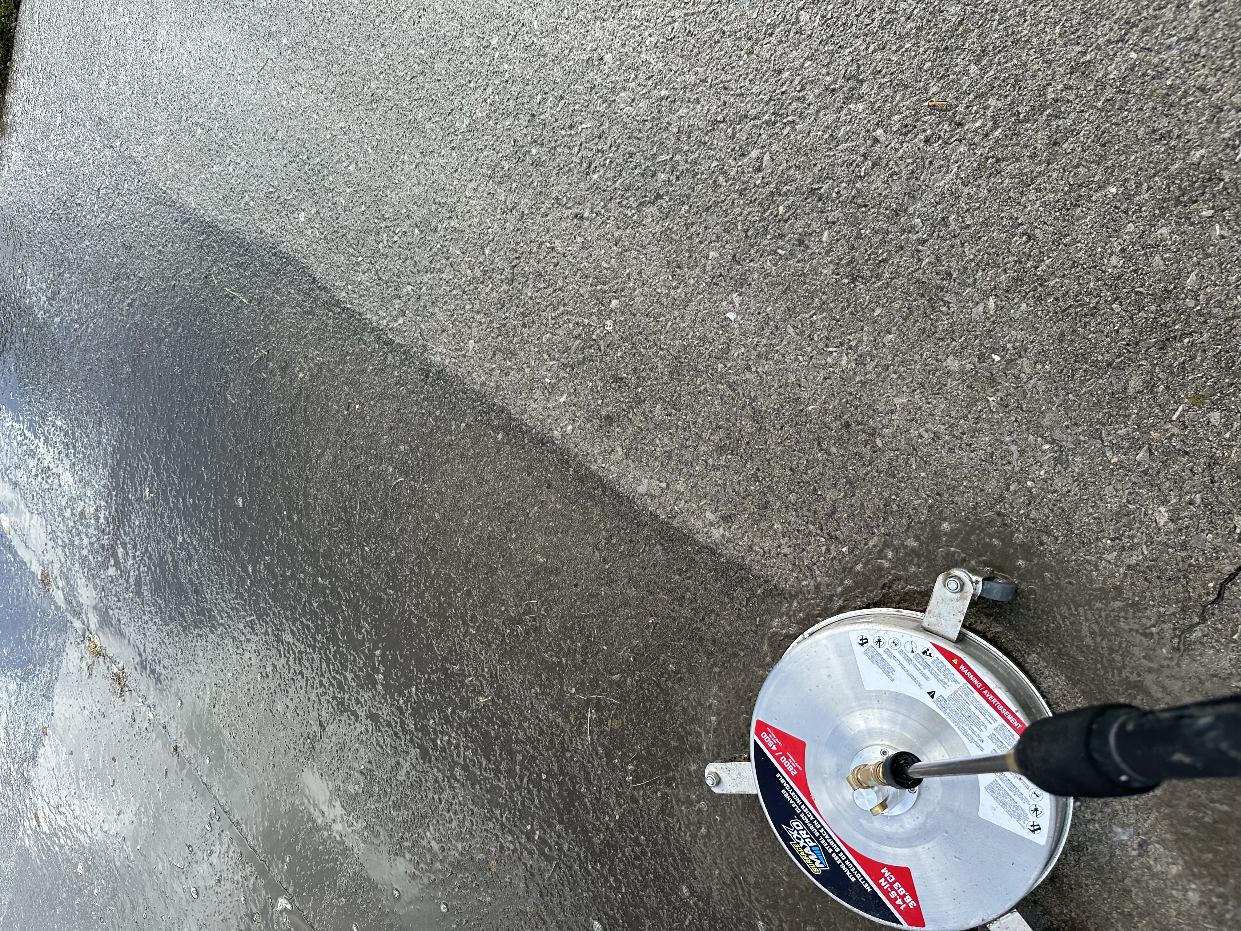 Pressure washing in action